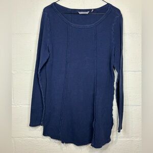 Soft Surroundings Woman’s Navy Blue Lightly Distressed Long Sleeve Shirt Medium
